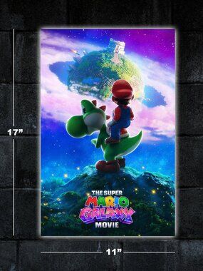 Super Mario Galaxy movie poster - 11x17 wall art print merch video game bowser